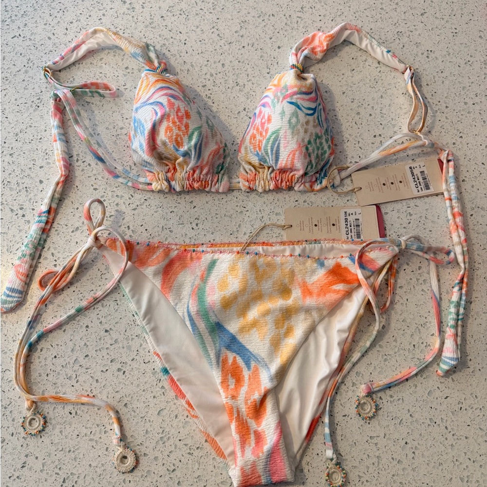 Cosita Linda Designer Bikini Set - Size L- Handmade in Brazil - American Cut NWT